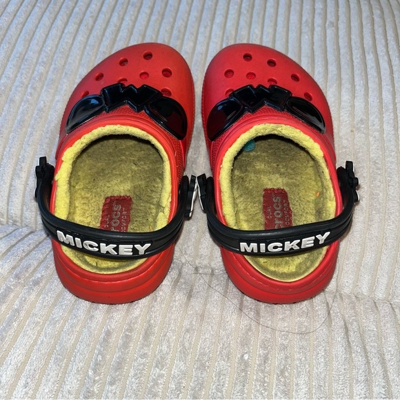 Toddler Mickey Mouse crocs classic red black yellow lined Disney child 7 - Picture 2 of 4